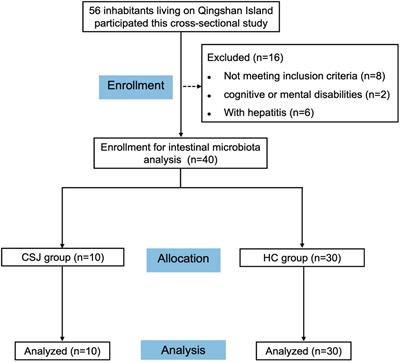 The characteristics of intestinal microbiota in patients with chronic schistosomiasis japonica-induced liver fibrosis by 16S rRNA gene sequence